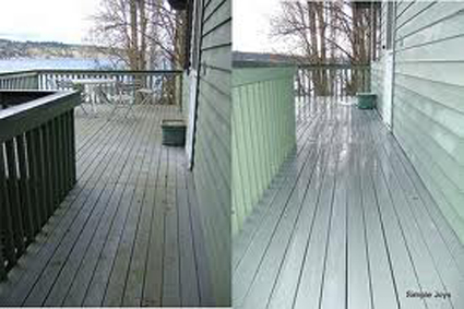 deck cleaning before & after